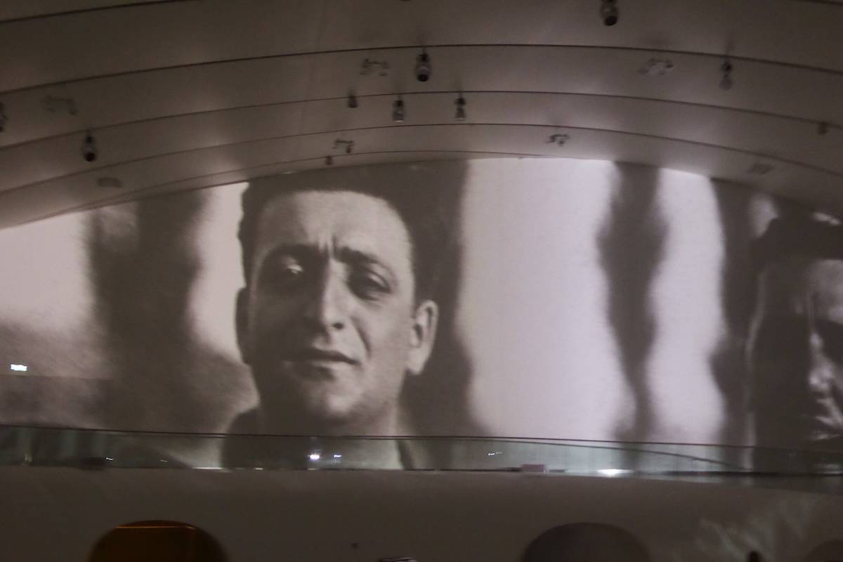 Image of Enzo Ferrari projected at the Ferrari Museum (credit: Jerome Levine)