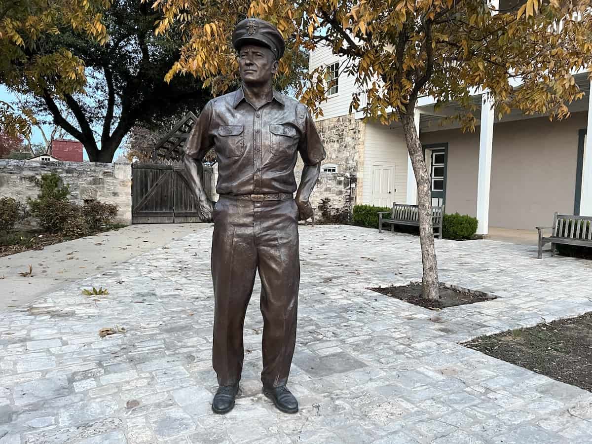 Sculpture of US Navy Fleet Admiral Chester W. Nimitz in Nimitzplatz